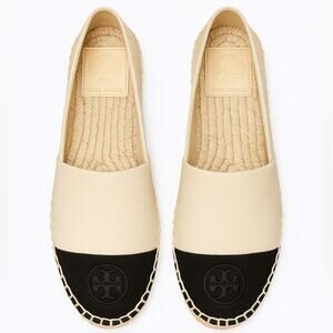 TORY BURCH Dolce De Leche Colorblock Espadrille Flats Beige Cap Toe Slip On 8